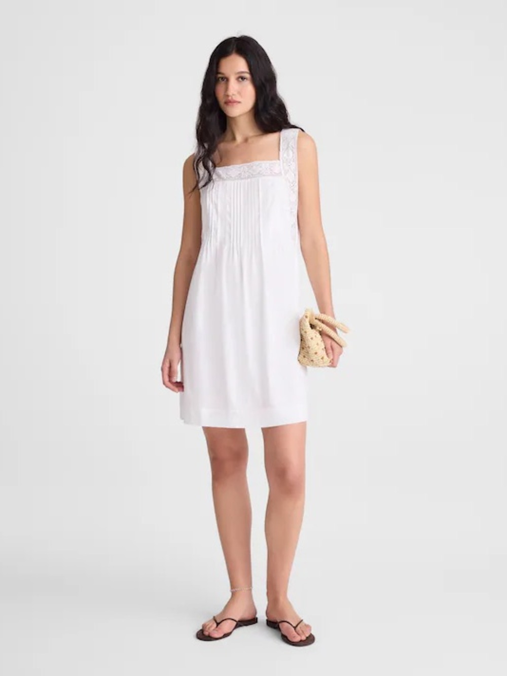 Madewell White Lace-Trim Mini Dress